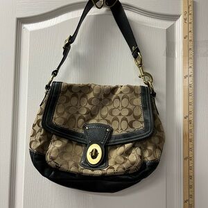 Coach Tan and Black Hobo Shoulder Bag